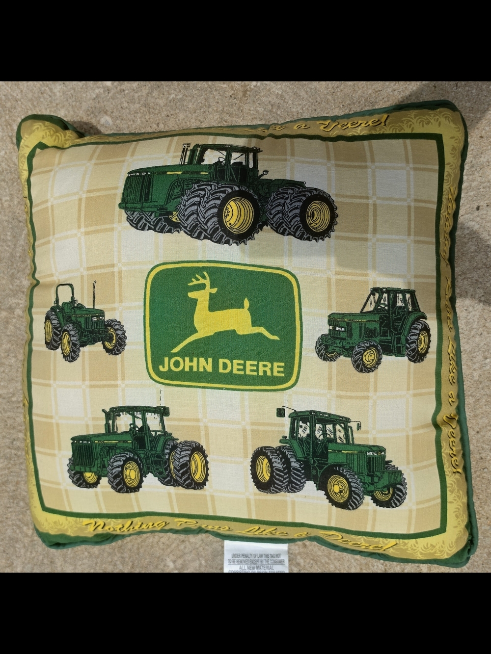 John Deere Green Tractor Decorative Pillow - Green/Yellow